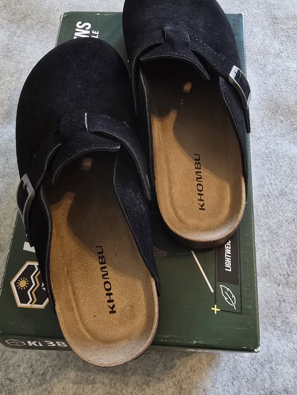 Khombu Black Suede Buckle Mules Men 8